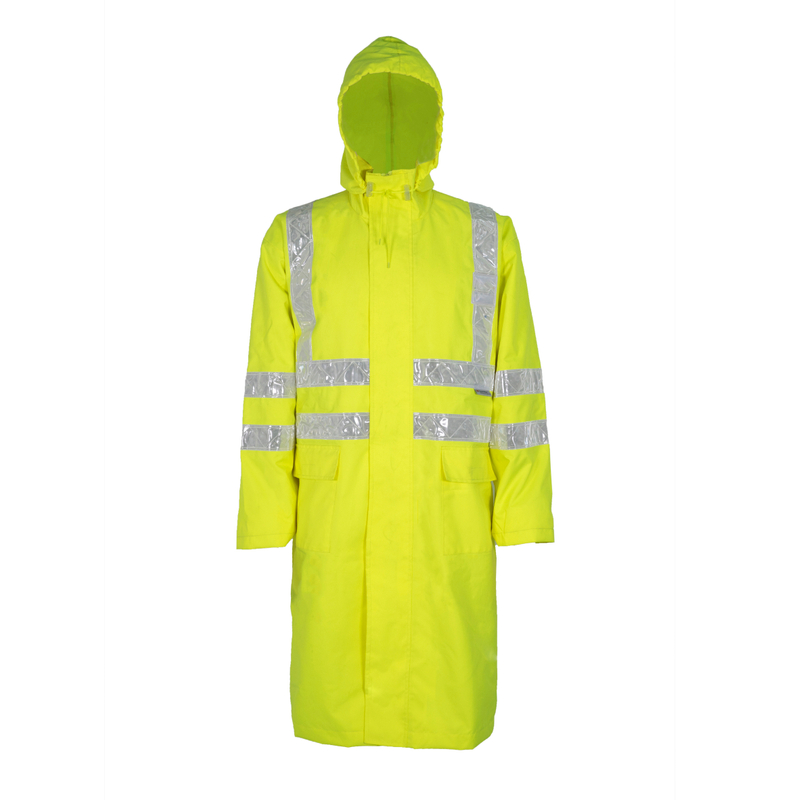 Hi Vis Men's Safety Uniform Workwear Raincoat Construction Cloth Wear with Waterproof Reflective Hi Visibility for Outdoor Work Chemical Resistance Anti-Static Breathable Flame-Retardant Water Resis